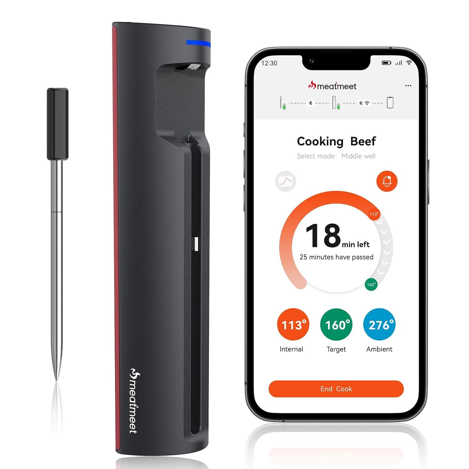 Pro Termómetro para Carne Cocina Inalámbrico con wifi y Bluetooth