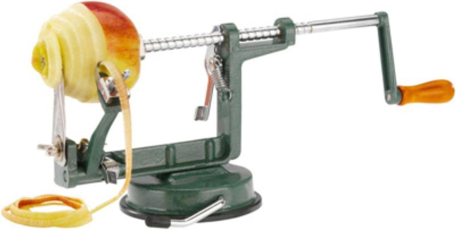 Westmark Pelador/descorazonador/cortador de manzanas, Con ventosa, 30,5 x 10,5 x 13 cm, Acero inoxidable/aluminio, Apfeltraum, Verde/plateado, 11442260