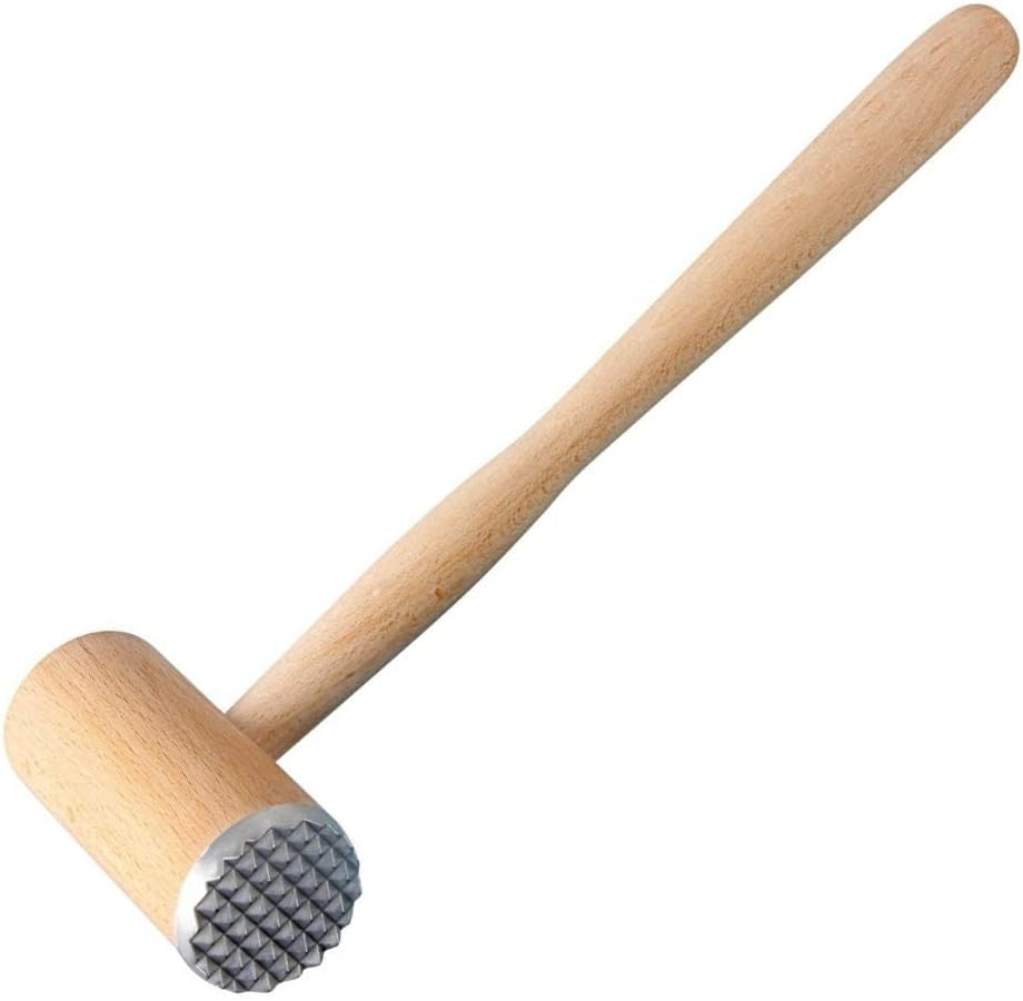 Fackelmann Nature - Ablandador de carne, madera de haya con función de acero inoxidable, 31 x 9,5 x 4,5 cm, natural/marrón claro y plateado