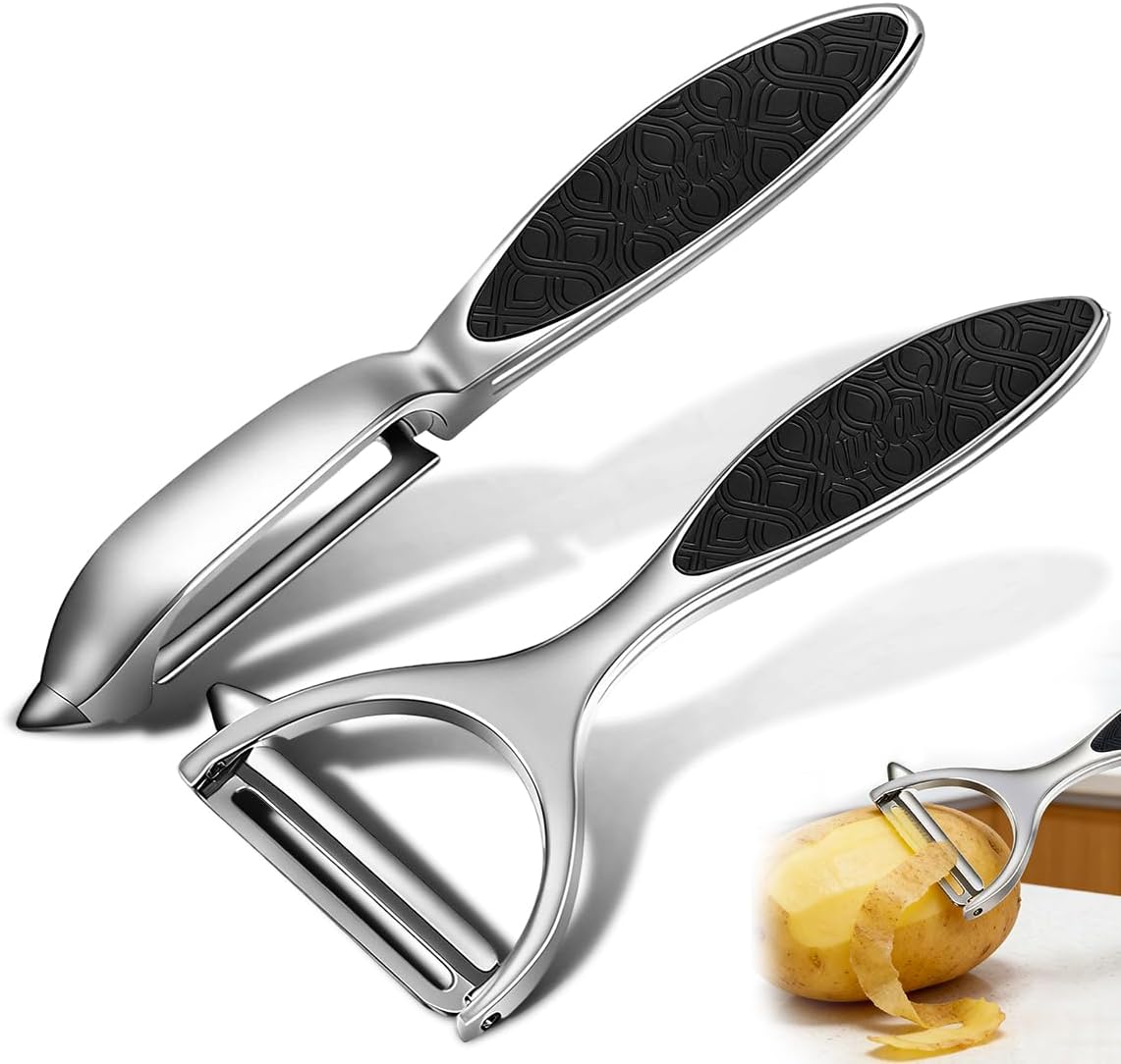 2 uds Pelador de Verduras Acero Inoxidable, Pelador de Patatas