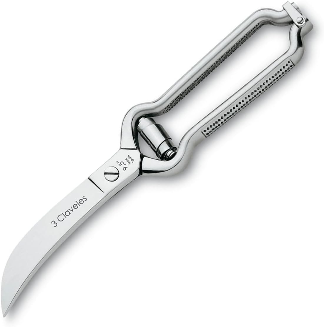 3Claveles 434 - Tijera trincha aves de 9.5 pulgadas, inox, con cierre de seguridad