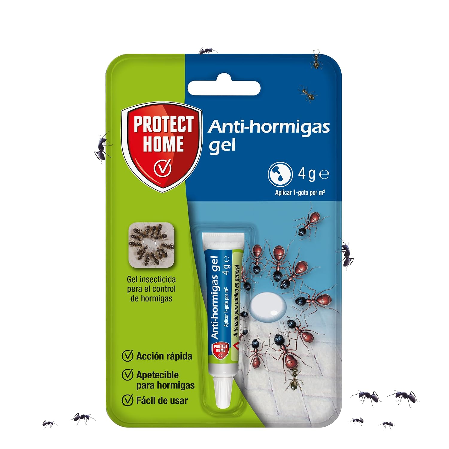 Protect Home Gel antihormigas de rápida accion para interiores y exteriores. Altamente atractivo, 4gr