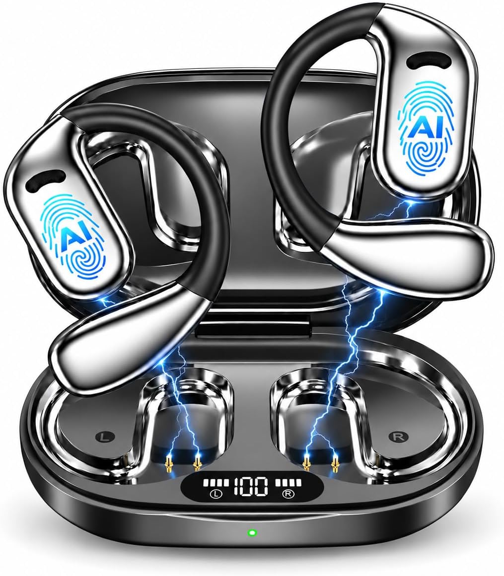 Auriculares traductores con IA en Tiempo Real: Dispositivo de traducción 3 en 1 con 144 Idiomas, traductor español-inglés, Auriculares traductores de oído Abierto para Viajes y Aprendizaje Negro