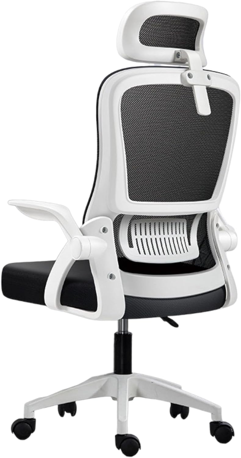 Silla de Oficina, para Gaming, Escritorio Ergonómica con Reposacabezas, Ajustable y con Soporte Lumbar | Respaldo de Malla Transpirable | Reposabrazos Abatibles de 90° | Giratoria 360° (Negro)