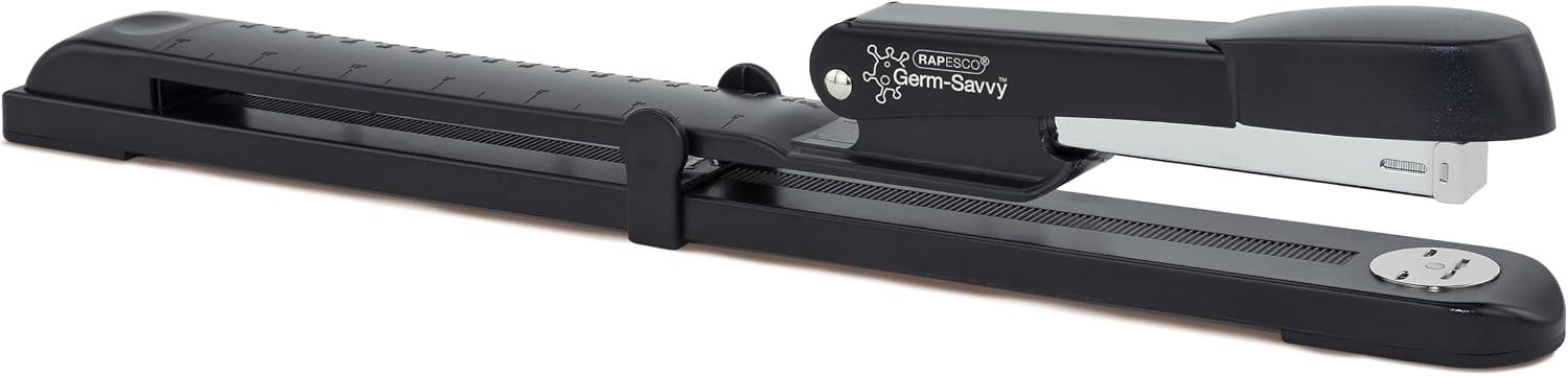 Rapesco 1464 Marlin Grapadora de Brazo Largo y 5000 Grapas 26/6 mm, Negro