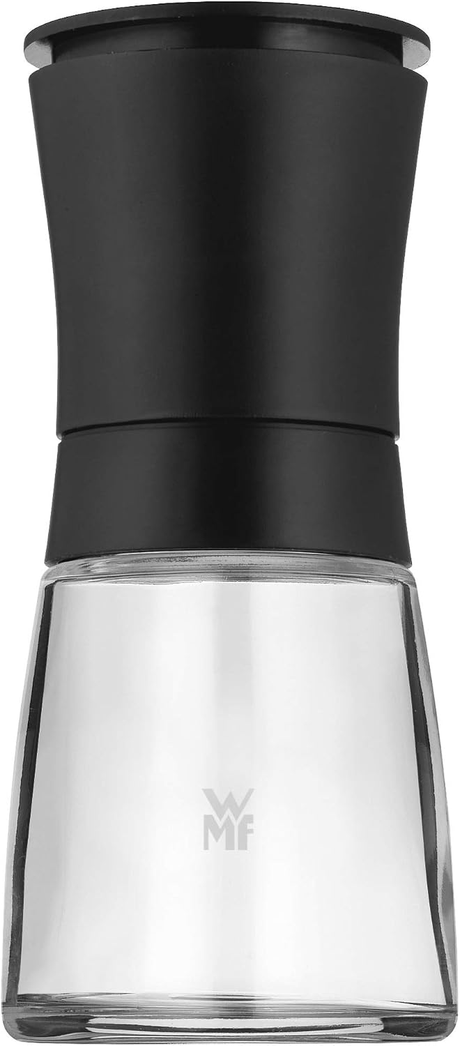 WMF Trend - Molinillo Cerámio de Especias 14cm, Apto para lavavajillas, Cristal, Tapa Color Negro