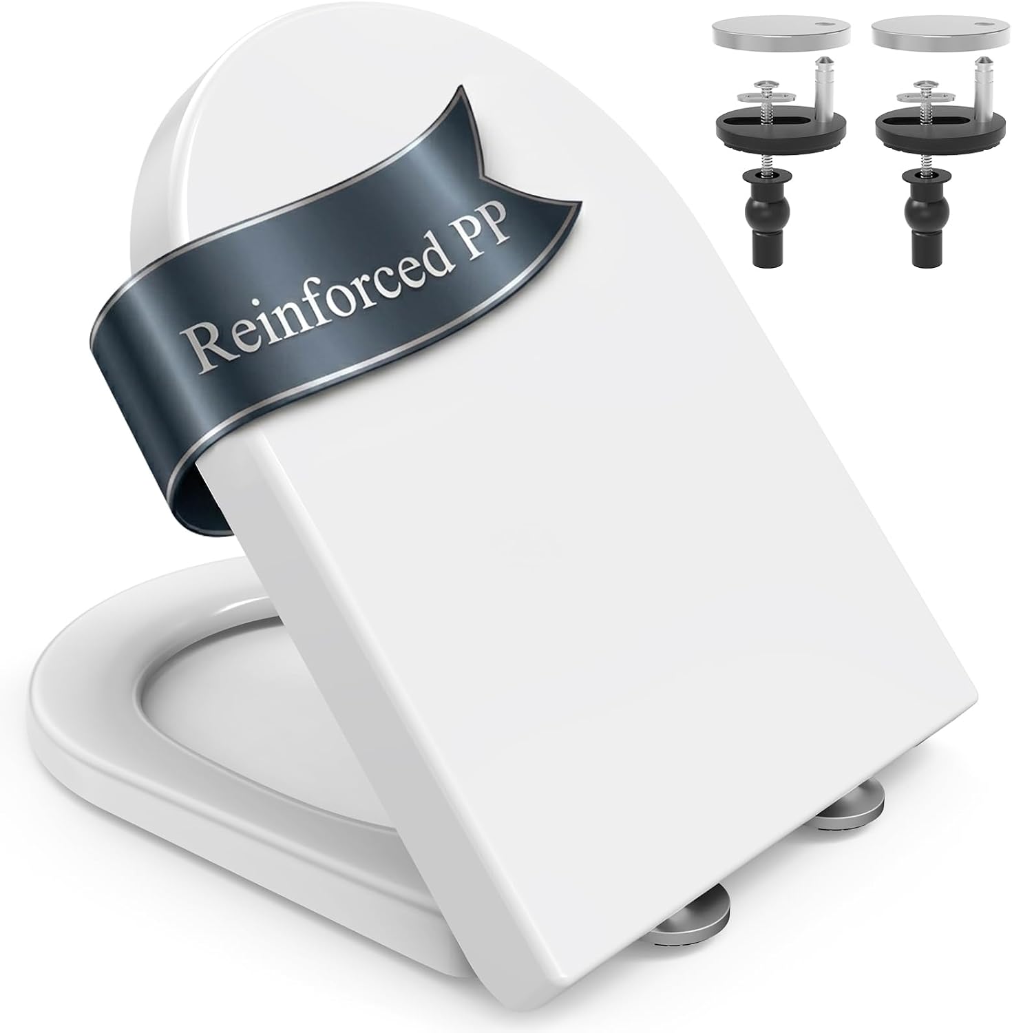 SURFOU Tapa WC Universal en Forma de D, Asiento Inodoro PP con Cierre Suave