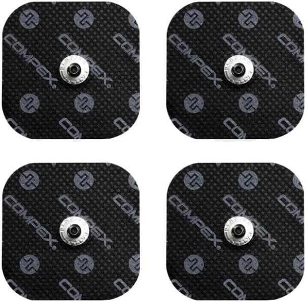 Compex I 4 electrodos Negros 5x5 cm para electroestimuladores I Compatible con electroestimuladores Cable e inalámbricos