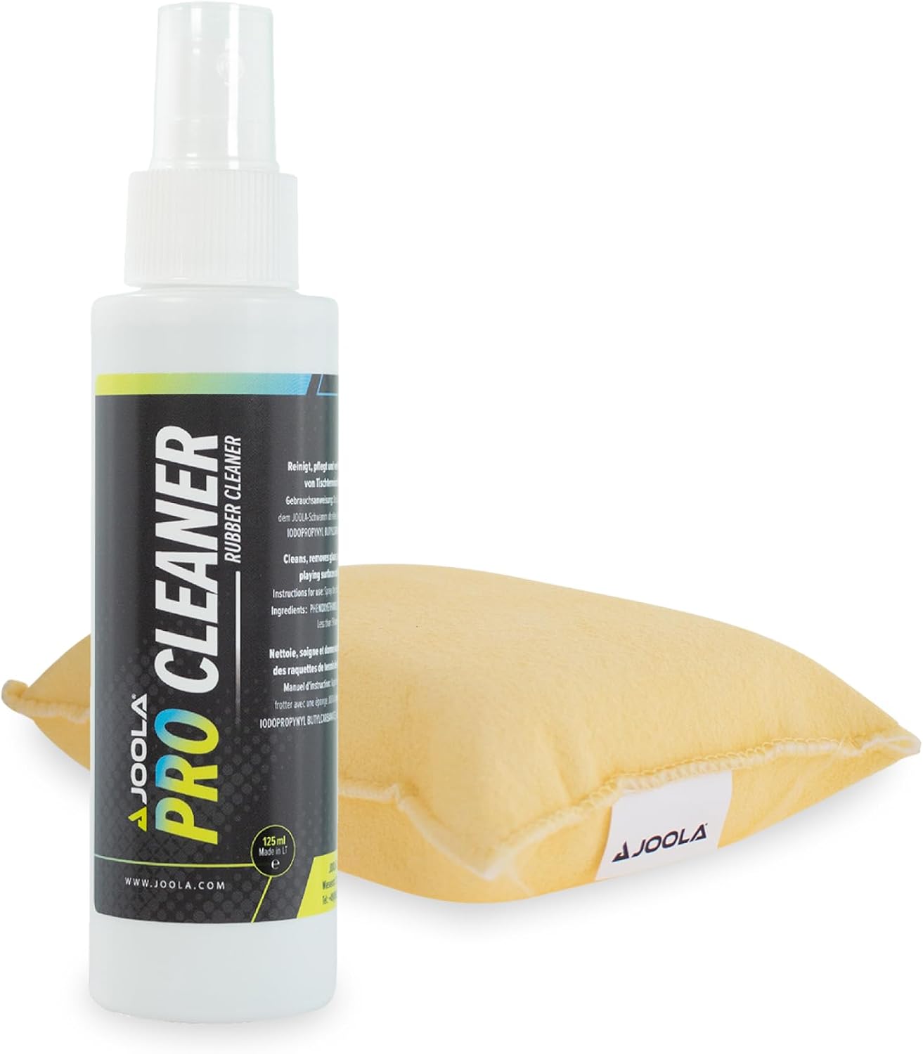 JOOLA Rengøringssæt Pro Cleaner - Limpiador y Esponja de Limpieza para Tenis de Mesa, Transparente, 125 ml