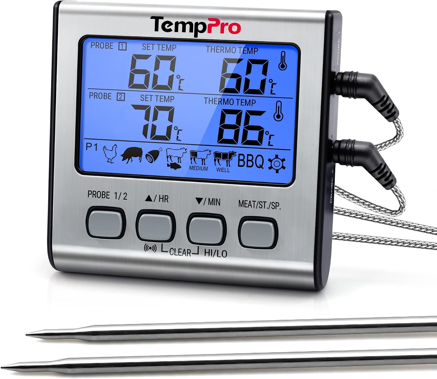 TempPro TP17 Termómetro Cocina Digital de Doble Sonda con Modo Temporizador
