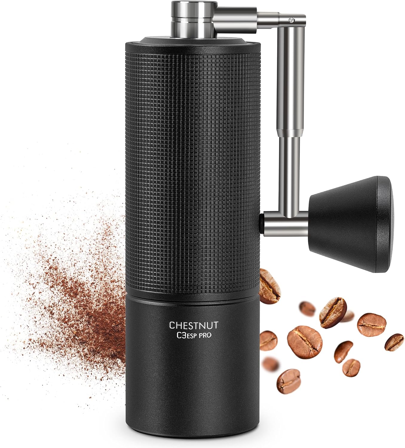 TIMEMORE Chestnut C3 ESP PRO, molinillo de café manual, cuerpo totalmente metálico integrado, fresa cónica S2C de acero inoxidable, mango plegable, para café espresso a prensa francesa, negro