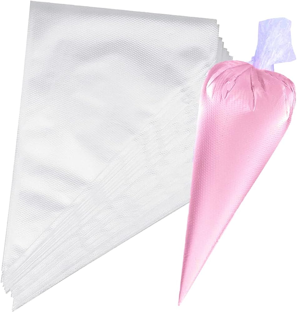 100 mangas pasteleras desechables - transparente manga pastelera media, para decoración de pasteles, tartas, galletas, hornear en casa