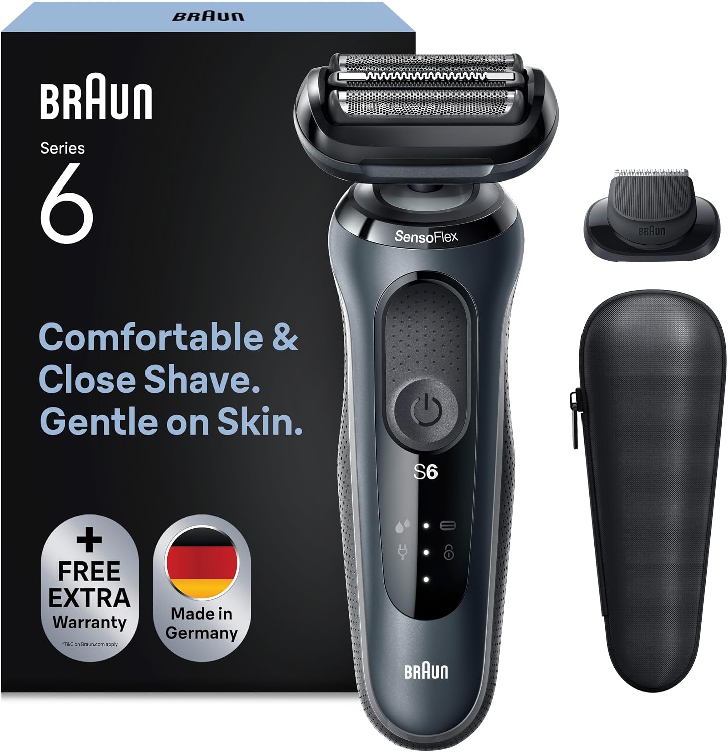 Braun Series 6 Afeitadora Eléctrica Hombre, 62-G1200SI, Gris