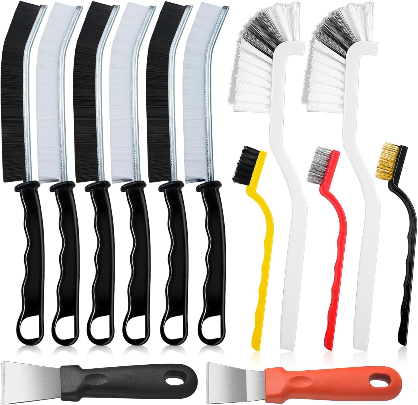 Cepillo de Limpieza de Grietas, 11 Piezas Cepillo Limpieza Hogar, Multifuncional Cepillo para Limpiar Juntas, para Ventanas, Baños, Fregaderos de Cocina, Juntas de Azulejo(C)