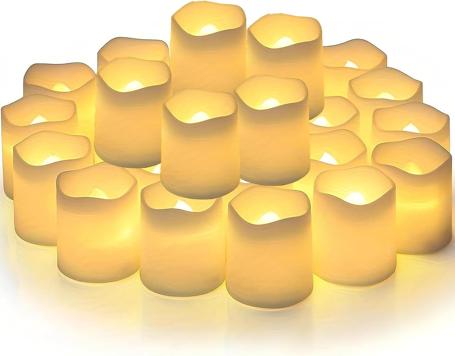 24 Piezas Velas LED Sin Llama,Votivas Flotantes,Luz Cálida,Funciona con Pilas,Decoración para Boda,Navidad,Halloween,Fiestas y Hogar