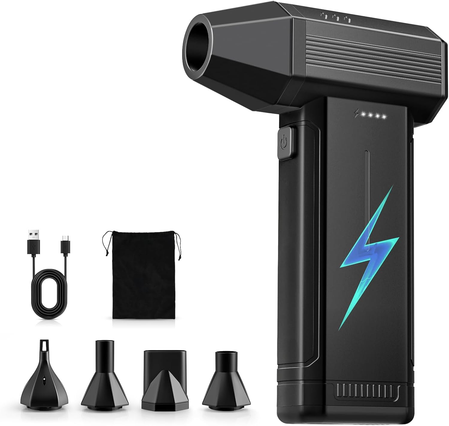 Soplador de Aire Potente con Luz LED, 3 Velocidades, 150000 RPM