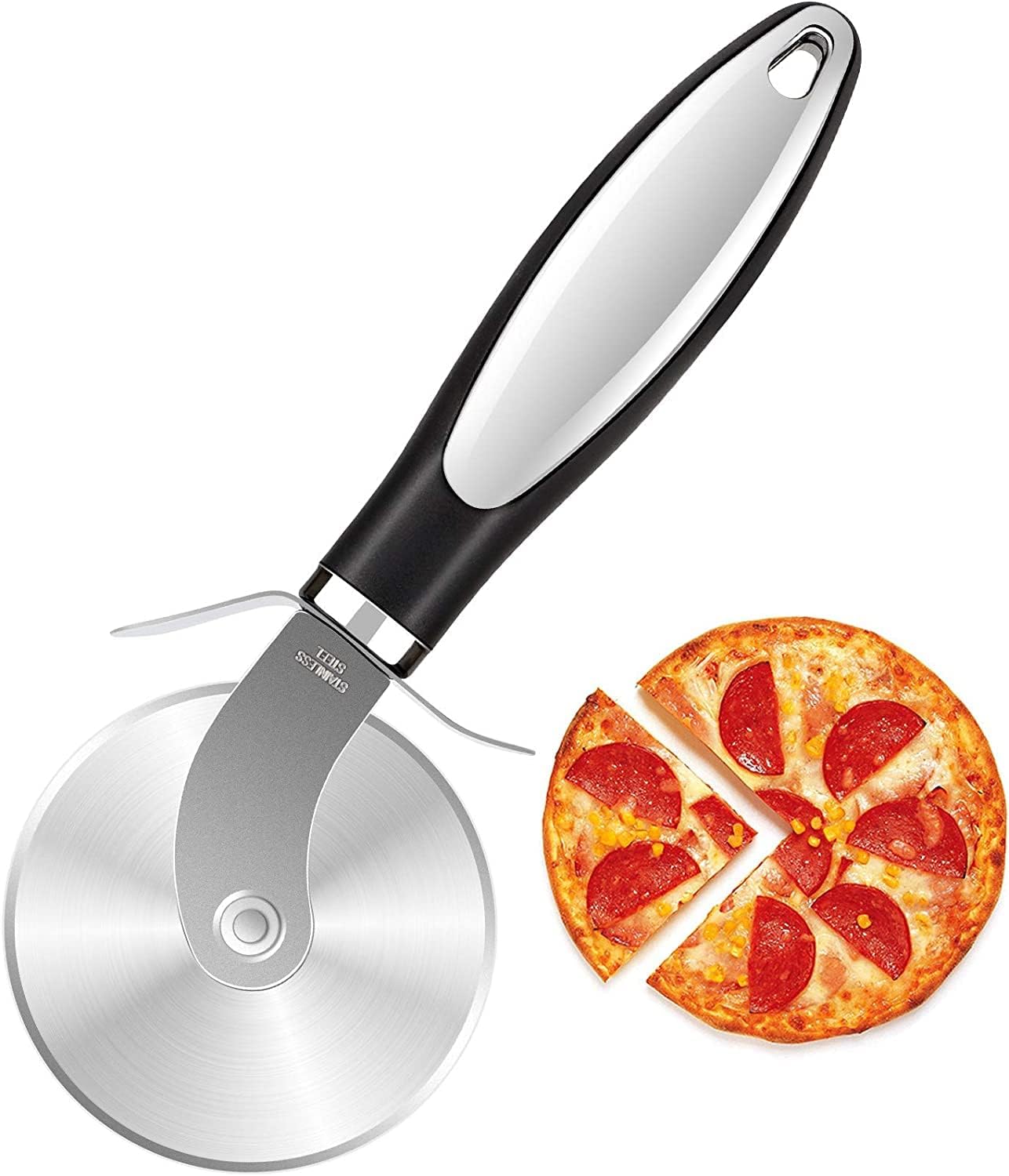 Cortador de Pizza, Cortapizzas con Hoja en Forma de Rueda de Acero Inoxidable, Multifunción Cortar Pizza, Queso, Crepes