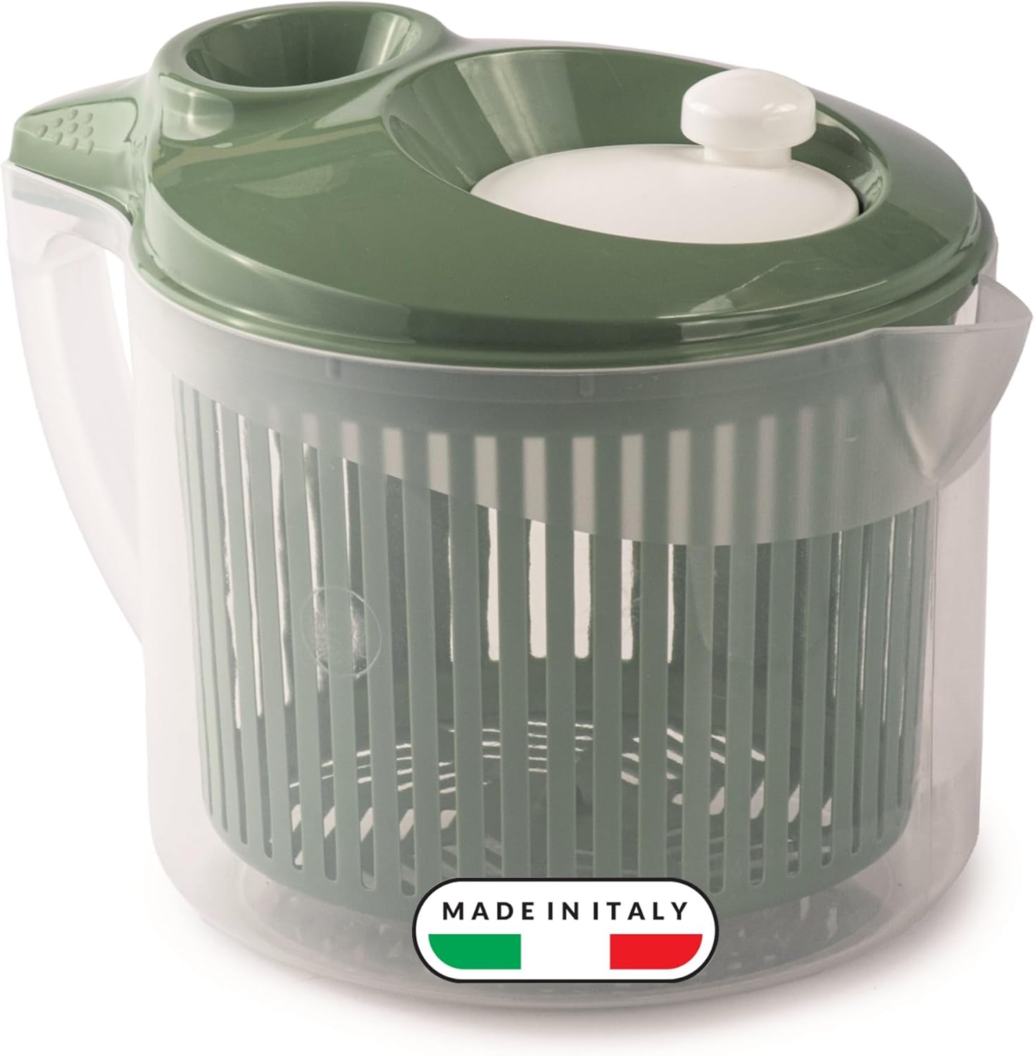 Snips, Centrifugadora de Lechuga Manual | Escurridor de Ensalada| 3 Lt, 19,5 x 26,5 x 19 cm, Centrifugadora de Ensalada Verde y Blanco, Made in Italy, 0% BPA y libre de ftalatos