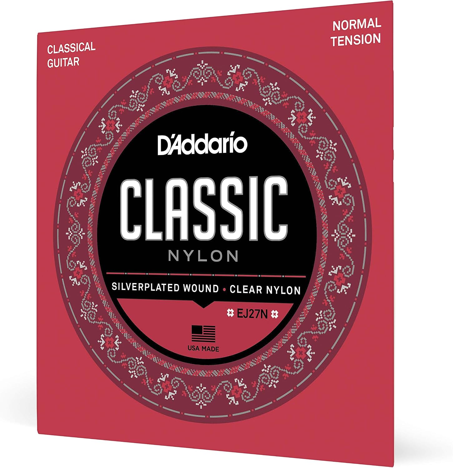 Cuerdas de nylon para guitarra clásica D'Addario Student, EJ27N, tensión normal, juego de 6 cuerdas, paquete de 1