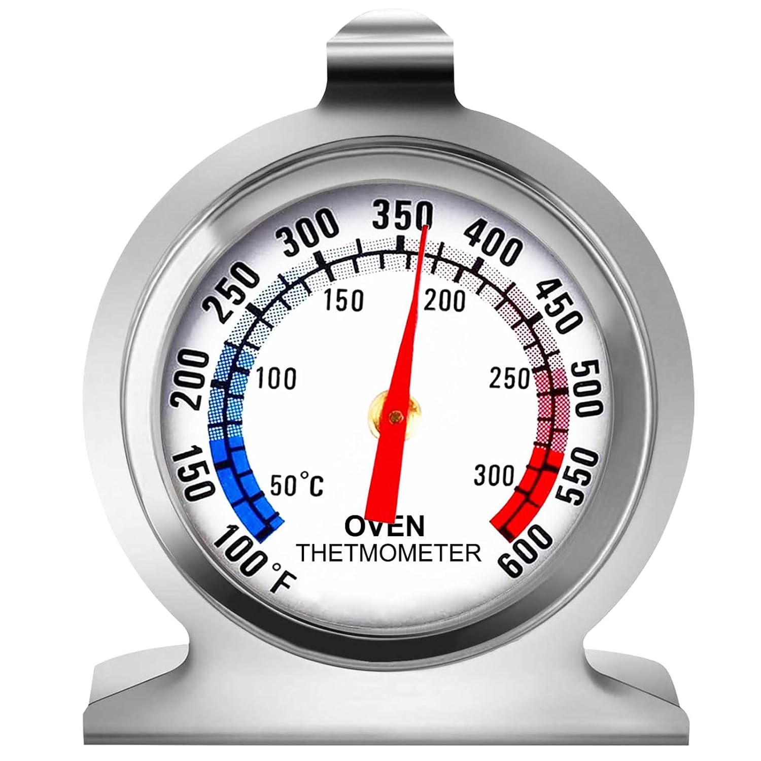 Termómetro para horno 50-300 °C/100-600 °F, termómetro analógico para horno, parrilla, freidora y ahumador, lectura instantánea, termómetro de cocina de acero inoxidable (1 pieza)