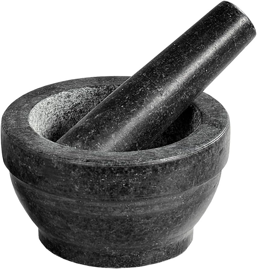 Kesper 71501 - Mortero y maza de Granito, 16 x 8 centímetros, Color Negro