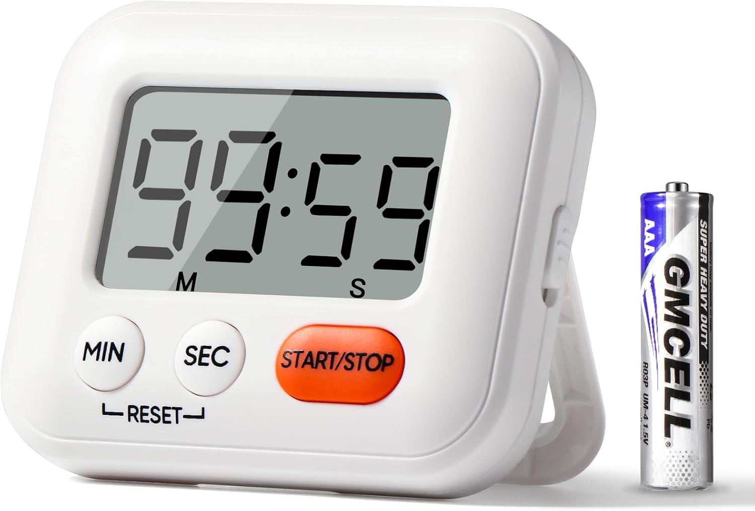 Blendura Digital, Cronometro Interruptor Encendido, Reloj Temporizador para Estudiar Trabajar Cocina, Viene con 1 Batería AAA, Plastic, White