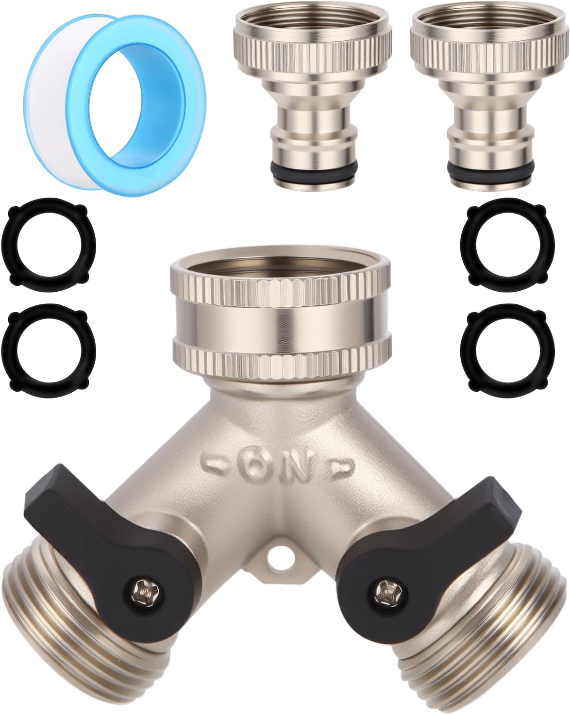 Adaptador de Divisor de Grifo 3/4" Válvula de Conector de Latón a Y 2 Vías