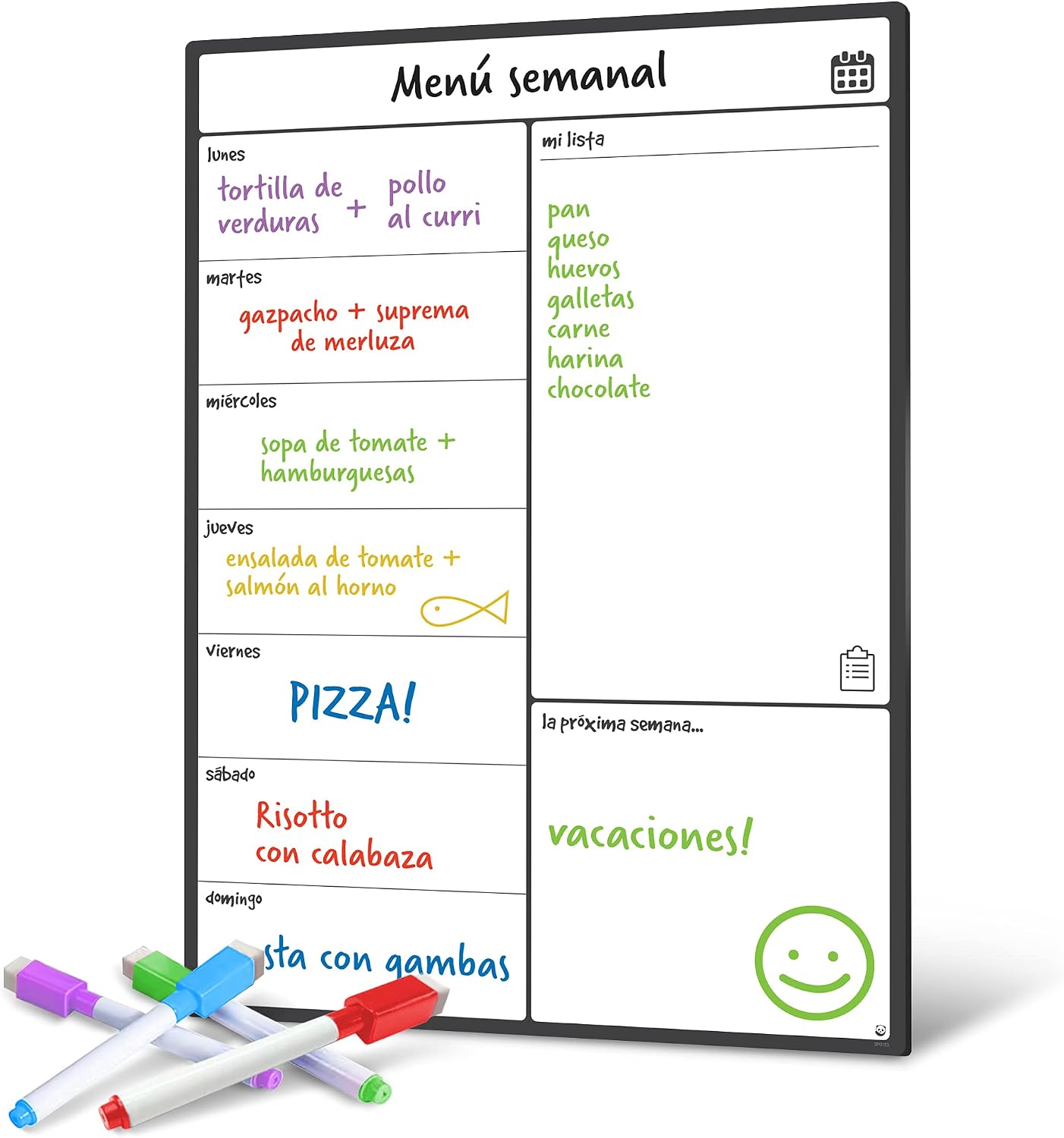 Smart Panda Pizarra Magnética Nevera A3 – Planificador de Menú Semanal