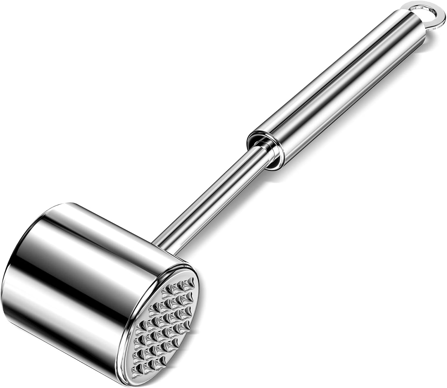 Relota Martillo Carne de Acero Inoxidable 304, Ablandador de Carne de Doble Cara Martillo Ablandador Plateado 27 cm de Largo, Mazo para Carne de Cocina para Escalopes, Bistec, Ternera