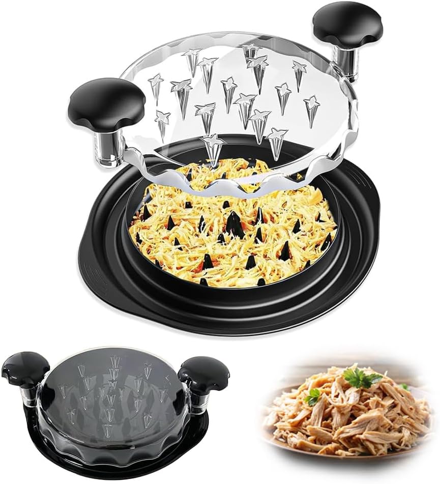 Trituradora de pollo,Picadora de pollo,rituradora de pechuga de pollo transparente con tapa transparente, herramienta para picar carne grande,manual con asas ergonómicas,Base Antideslizante