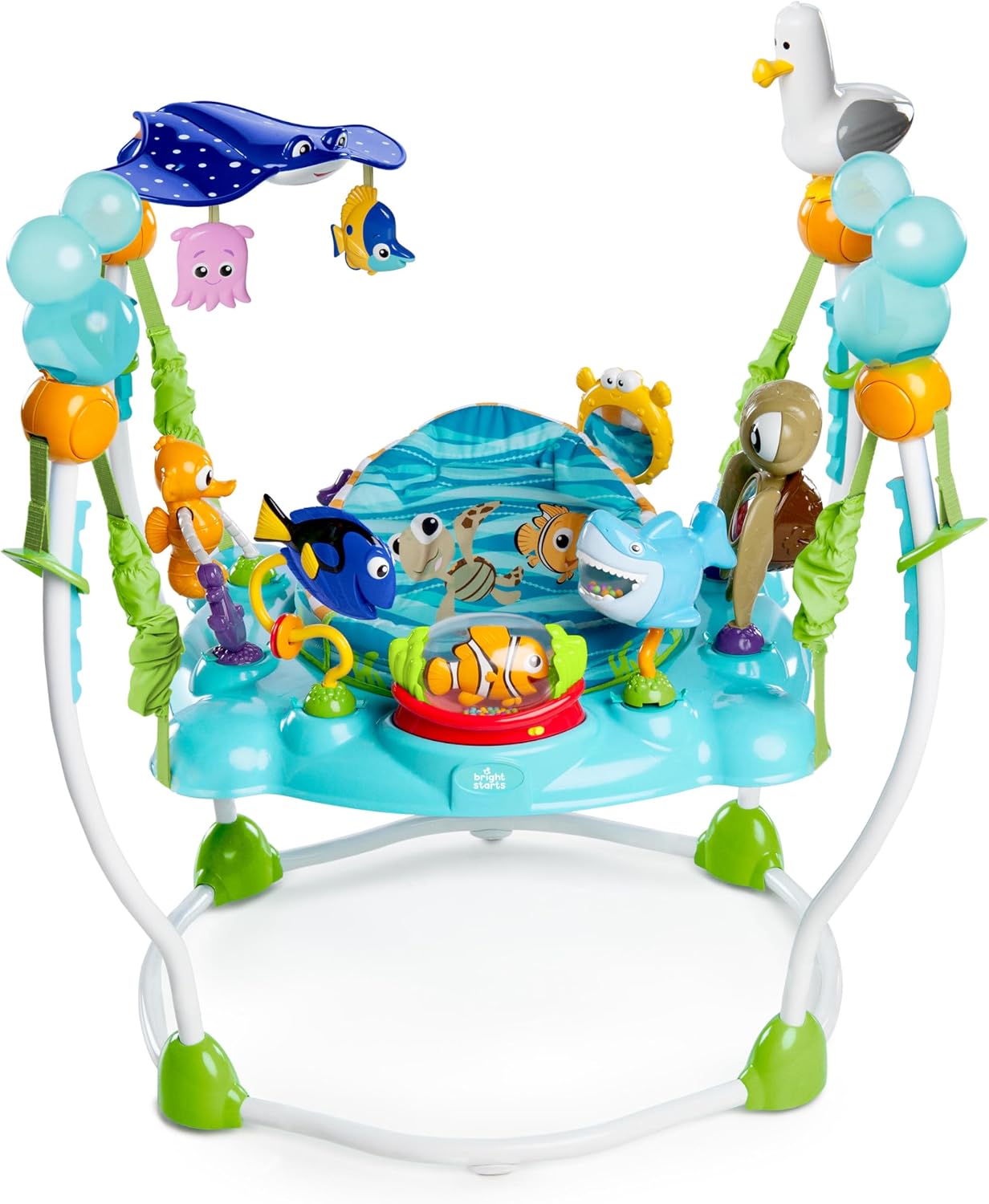 Bright Starts, Disney Baby, Saltador y Centro de Actividades Minnie Mouse Peekaboo, 12+ Juguetes de Actividad, Andador con música y Luces, Asiento Gira 360°, Ajustable, Rosa, a Partir de 6 Meses