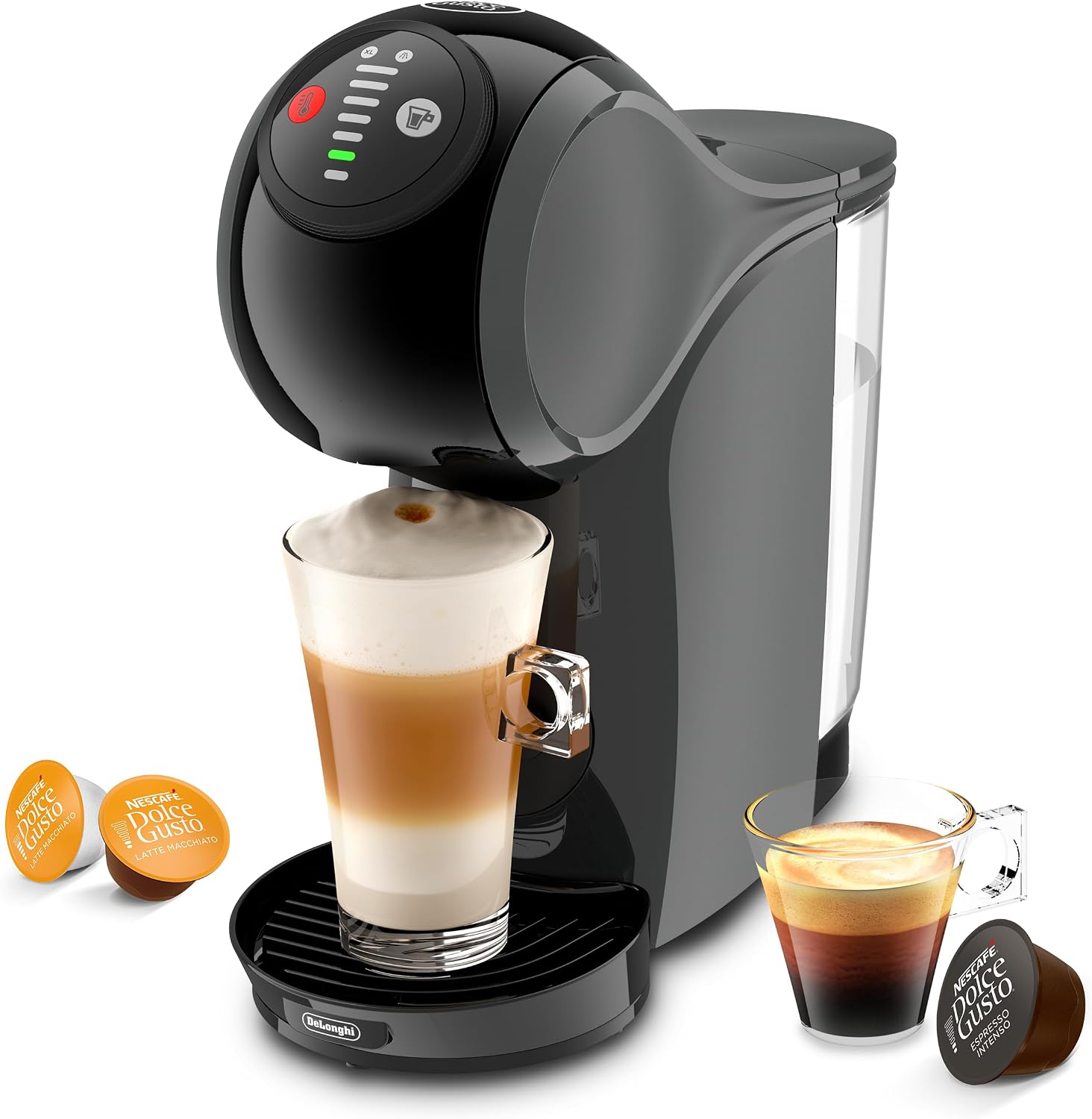 De'Longhi Dolce Gusto Genio S EDG226.A, Máquina de Café en Cápsulas, Diseño Compacto, Tamaño de Bebida Ajustable, Depósito de Agua Extraíble de 0,8L, 1600 W, Gris