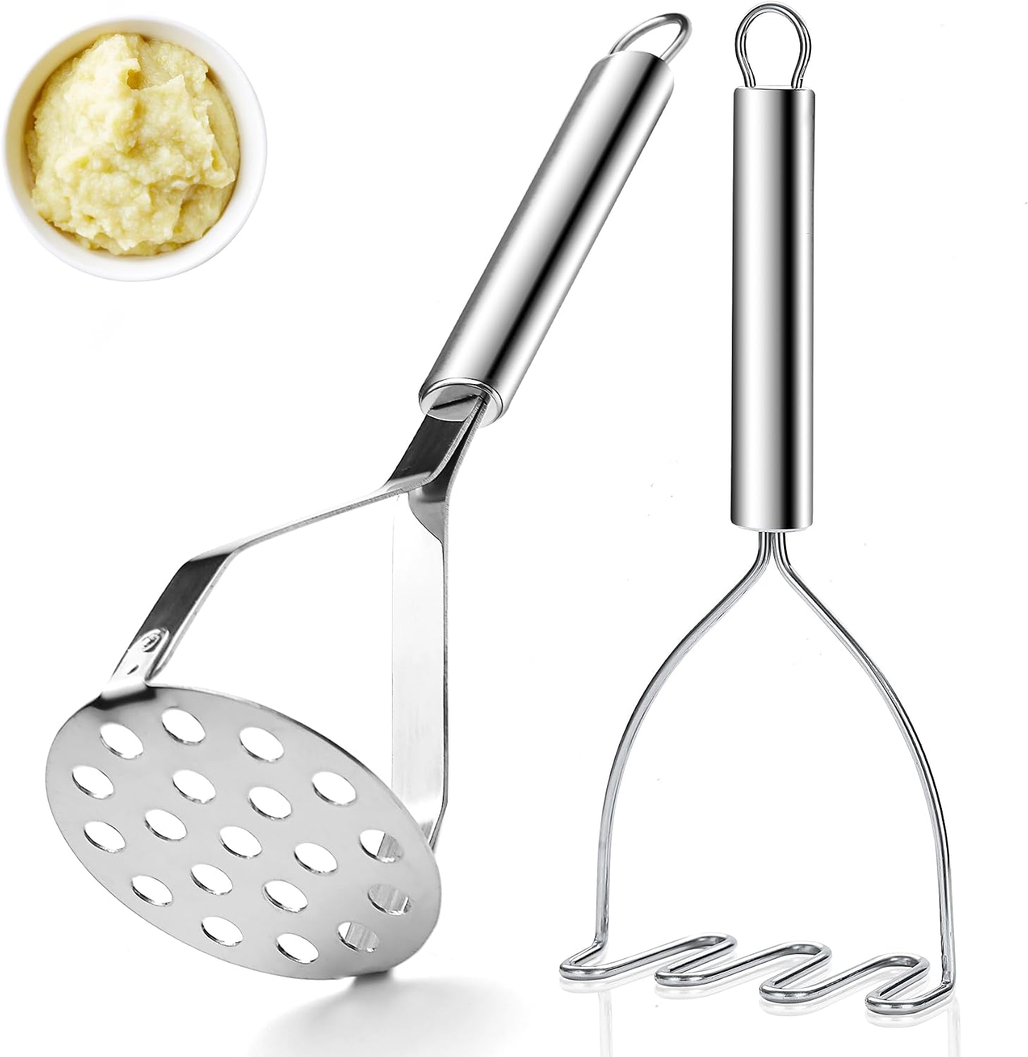 Prensador de Patatas ReaNea de acero inoxidable 2 piezas, Prensa patatas, herramienta de cocina trituradora de papas, utensilios de cocina duraderos para machacador de papas