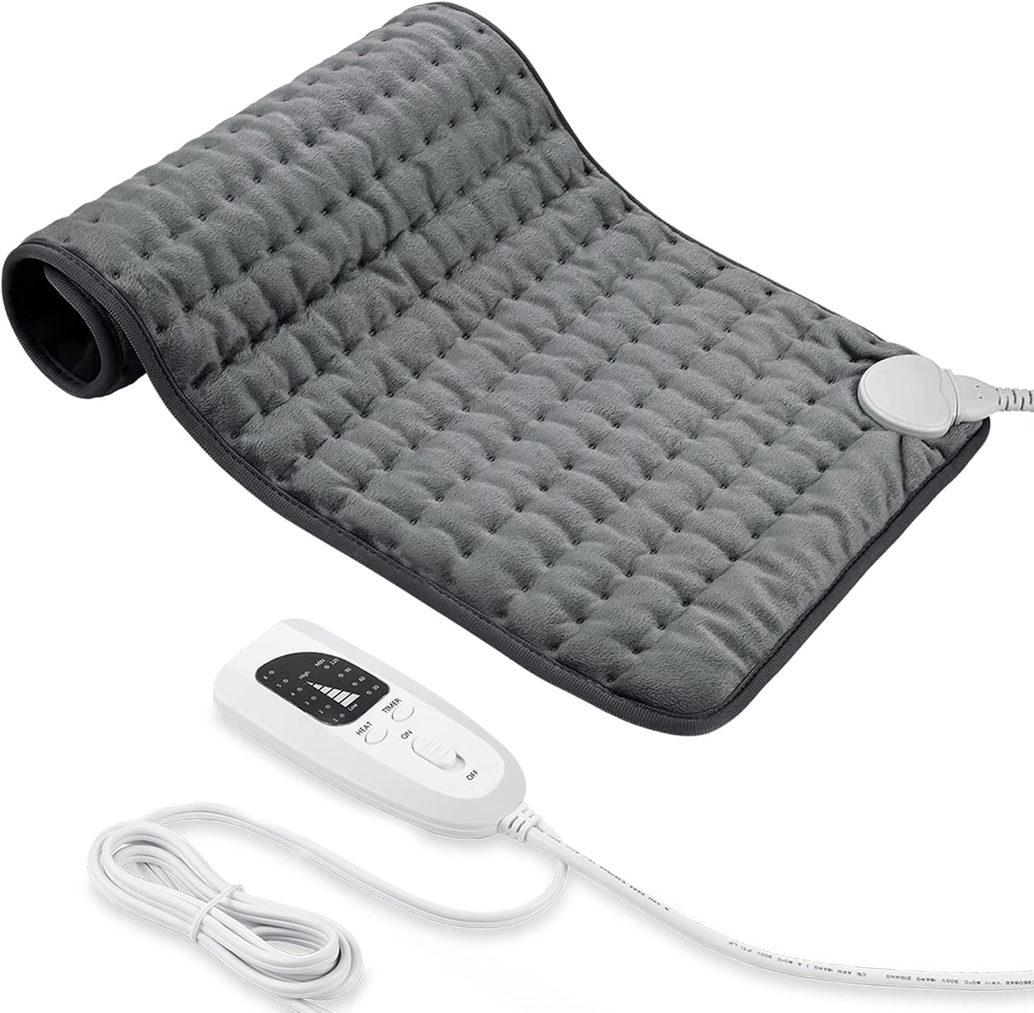 Manta Electrica,Almohadilla TéRmica,Almohadilla De Calefacción EléCtrica Con Apagado AutomáTico Y 6 Temperaturas Almohadilla De Calefacción (Gris Oscuro, 30x60cm)