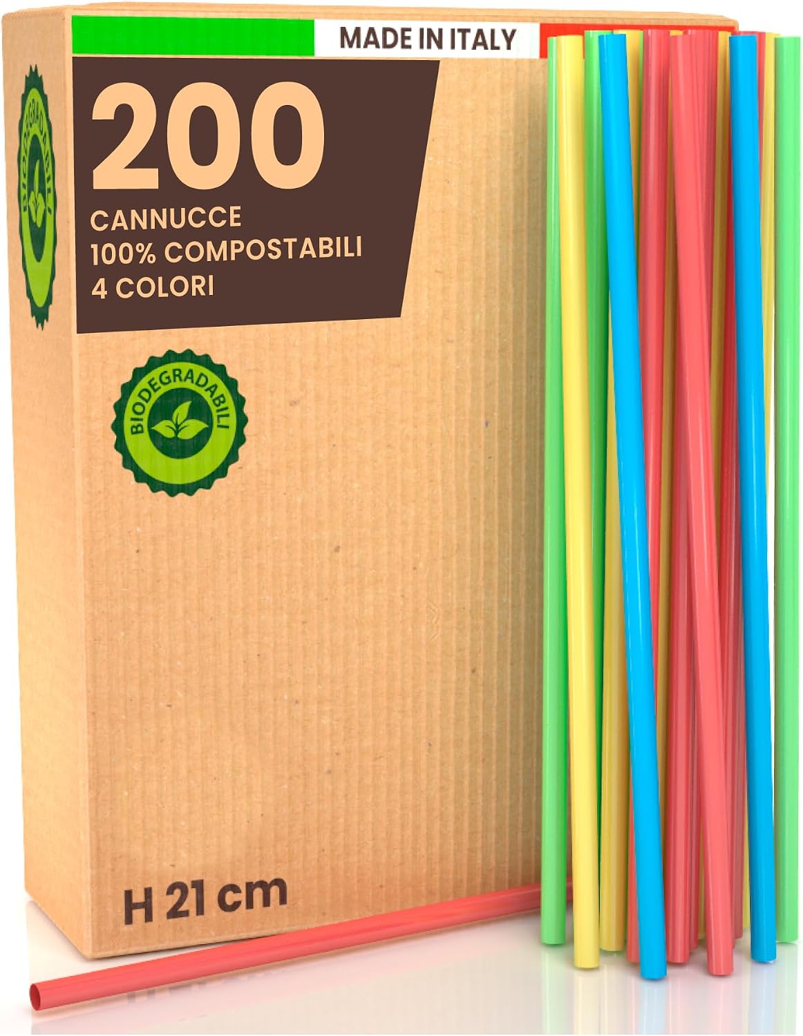 200 Pajitas de Colores Rígidas para Cócteles, 100% Ecológicas Reutilizables