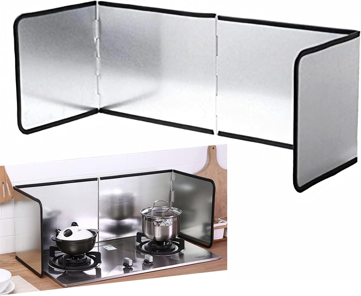 Protector contra Salpicaduras de Cocina Pantalla Antiadherente de Tres Lados Protector contra Salpicaduras de Grasa de Cocina Funda Protectora de Cocina Plegable (L)