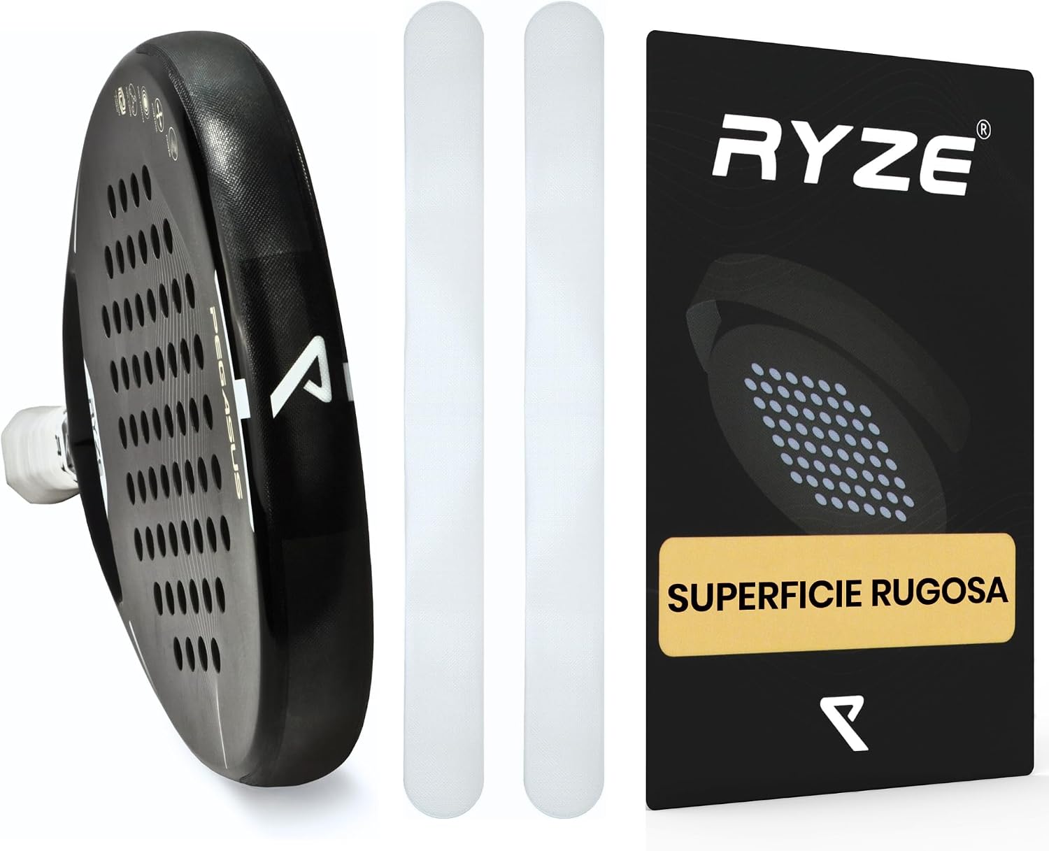 RYZE Protector Pala de Padel Transparente - Superficie Rugosa - Protectores de Padel en Pack de 2 - Material Resistente y Elástico - Protector para Raqueta de Padel - Mínimas Burbujas de Aire