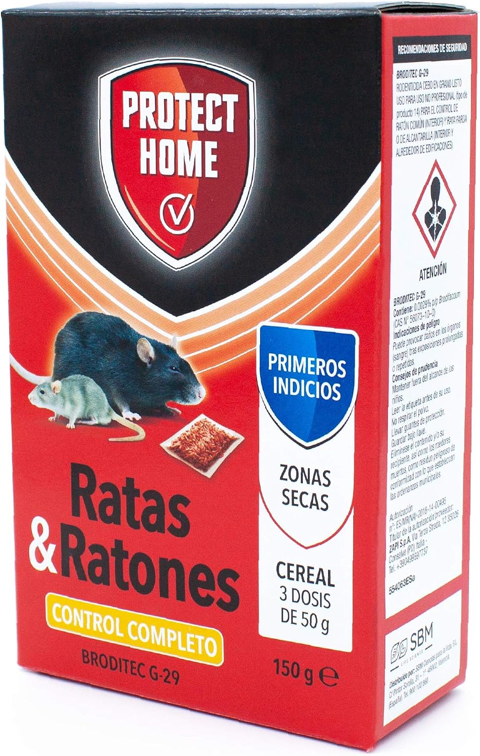 Protect Home atrayente de ratas y ratones, en formato de bloque, indicado para zonas humedas, Ratas y Ratones