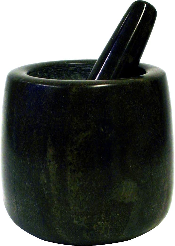 Jade Temple Mortero de Piedra con Maja, Granito Macizo con 13 cm de diámetro y 7 cm de Altura, Gris (17023)
