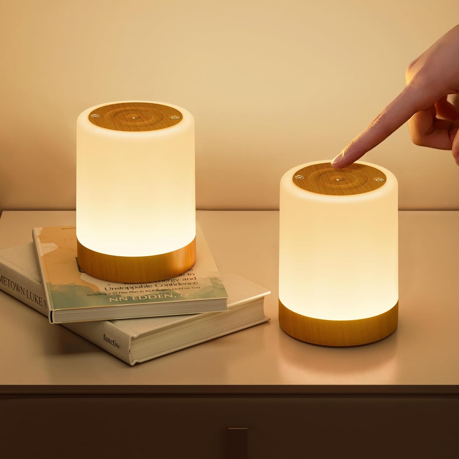 Lamparas de Mesita de Noche, 256 RGB Color y 5 Modos,Recargable USB