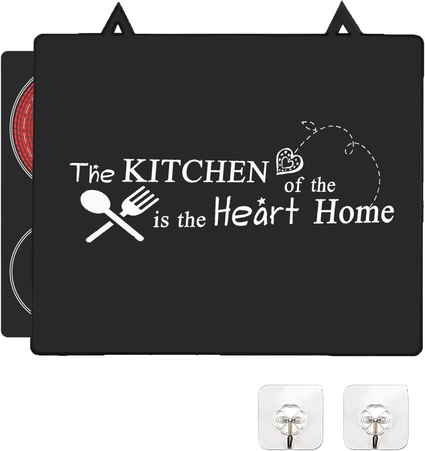 Alfombrilla Protectora para Placa de inducción, Placa de Cubierta de Cocina,Tapete de Inducción Silicona 62 * 53cm con 2 Ganchos, Alfombrilla Protectora Antideslizante para Estufas, encimeras