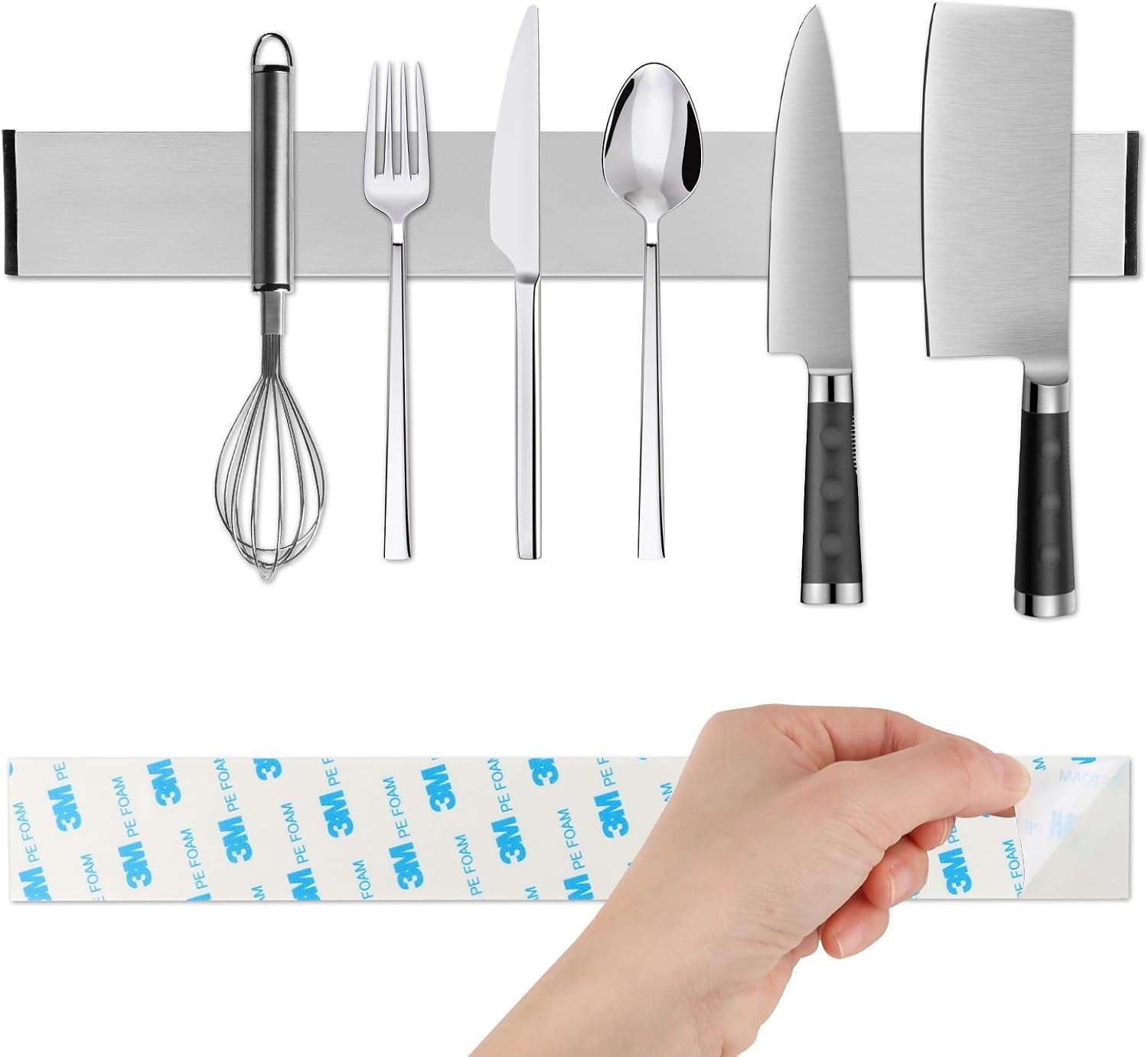 VFANDV Barra Magnética para Cuchillos, Soporte Magnético Cuchillos con Autoadhesivo, Iman Cuchillos de Cocina con Banda Adhesiva, Barra Magnética para Cuchillos, Utensilios y Herramientas (30CM)