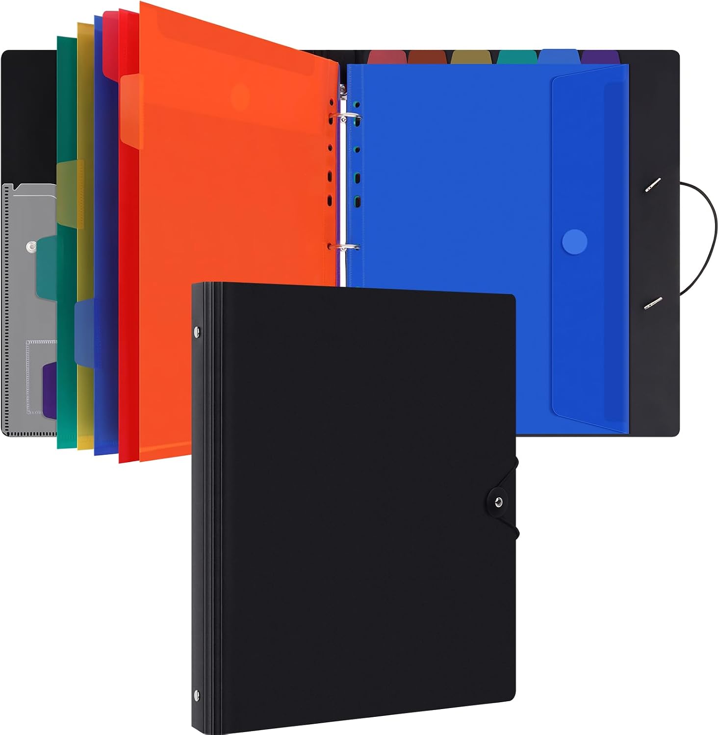 Uquelic Organizador de anillas A4 con 12 fundas perforadas - Carpetas mejoradas para papeleo, carteras con cierre a presión, organizador de carpetas para hogar y oficina (estampado de pájaros)