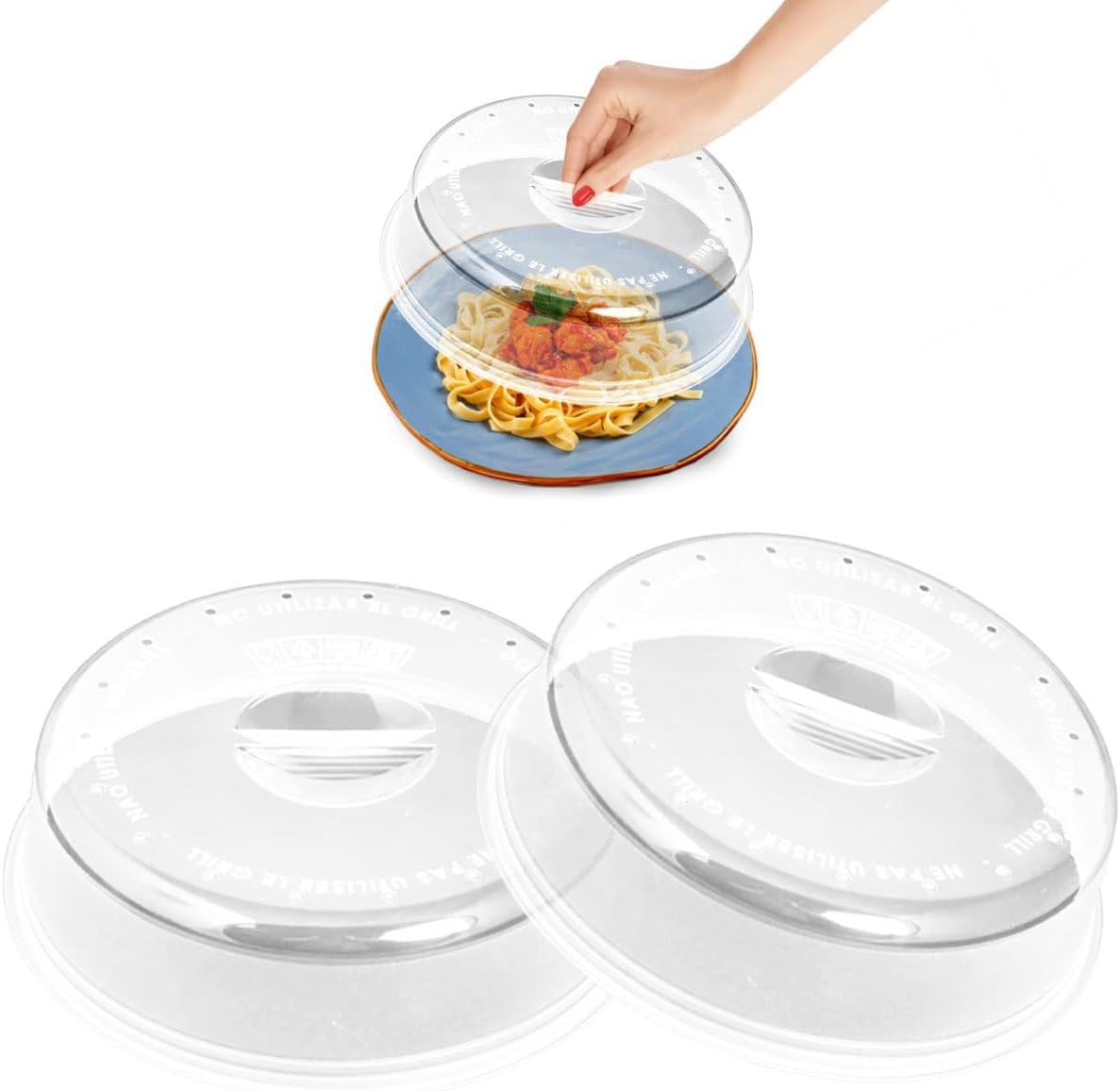 2 tapas microondas libre bpa 24 cm para cocina - Tapas para microondas (2 unidades) - 2 tapaderas microondas de 24 cm de diámetro - Fabricado en España
