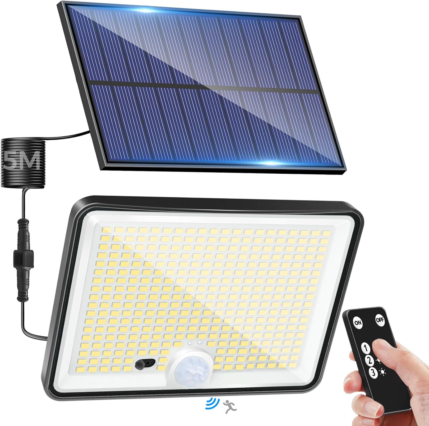 LOTMOS 2 Paquete 342LED Luz Solar Exterior Jardin Mando a Distancia