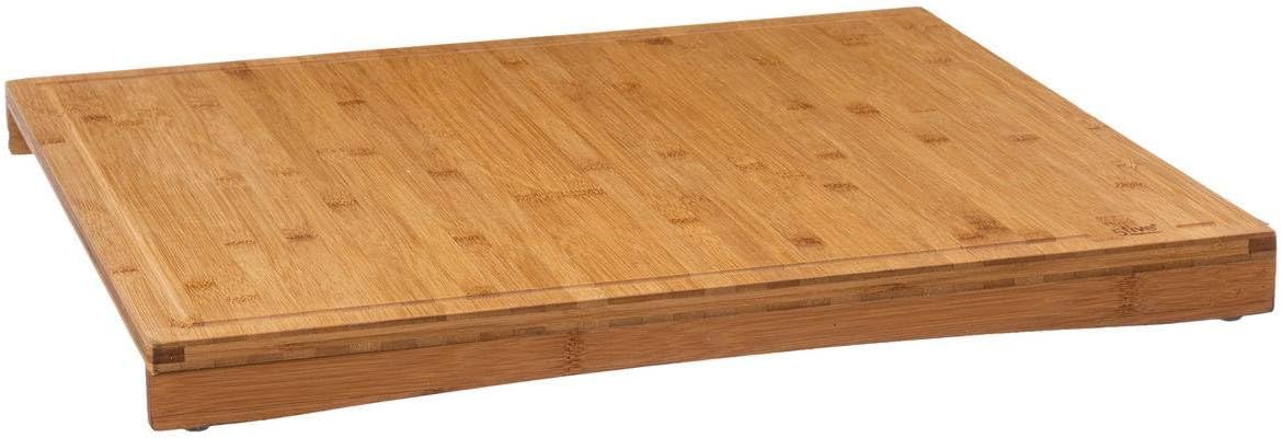 5five - Funda de bambú 3 en 1 para placa de cocina (52 x 58 cm). Tabla de cortar de madera. Protector contra salpicaduras y antiadherente. Compatible con placas de inducción y vitrocerámica.