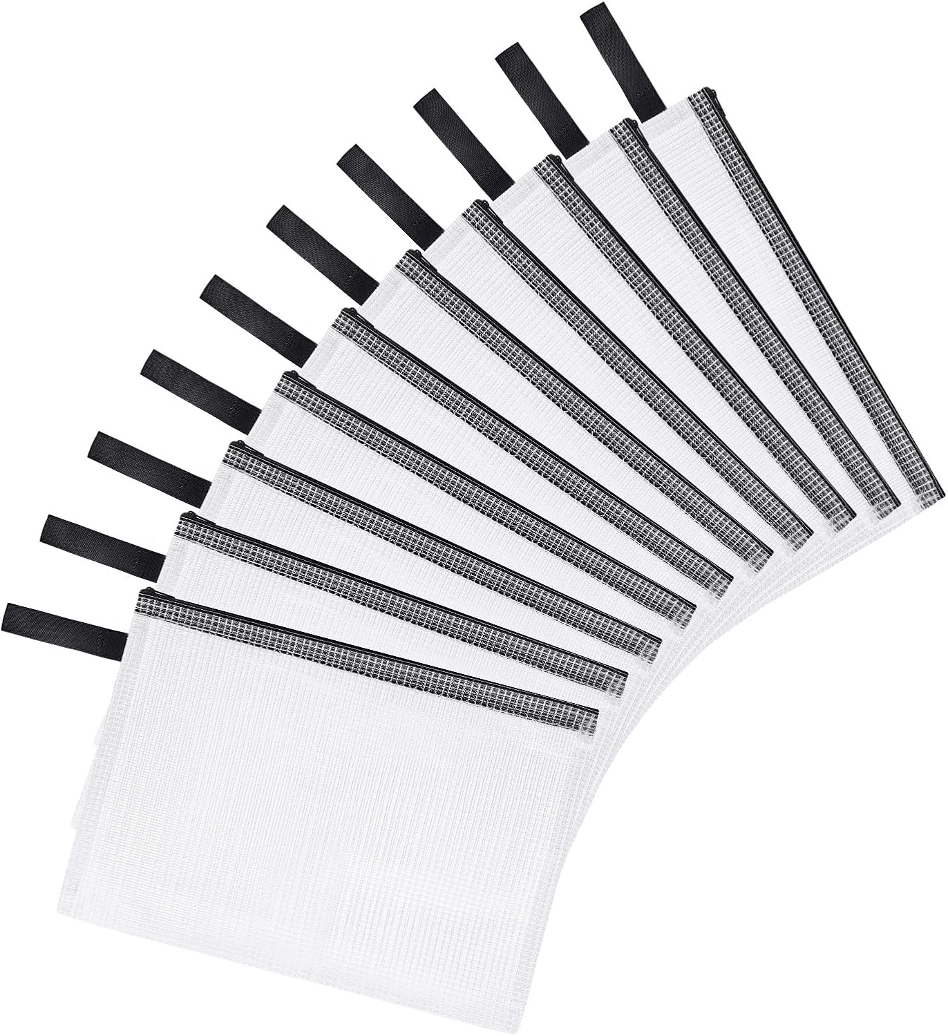 OFFCUP Bolsa de Archivo de Cremallera, 10PCS B5 Bolsa de Documentos, Malla Bolsa de Archivo Bolsas de Cremallera de Almacenamiento para Cosméticos Suministros de Oficina Accesorios (Cremallera Negra)