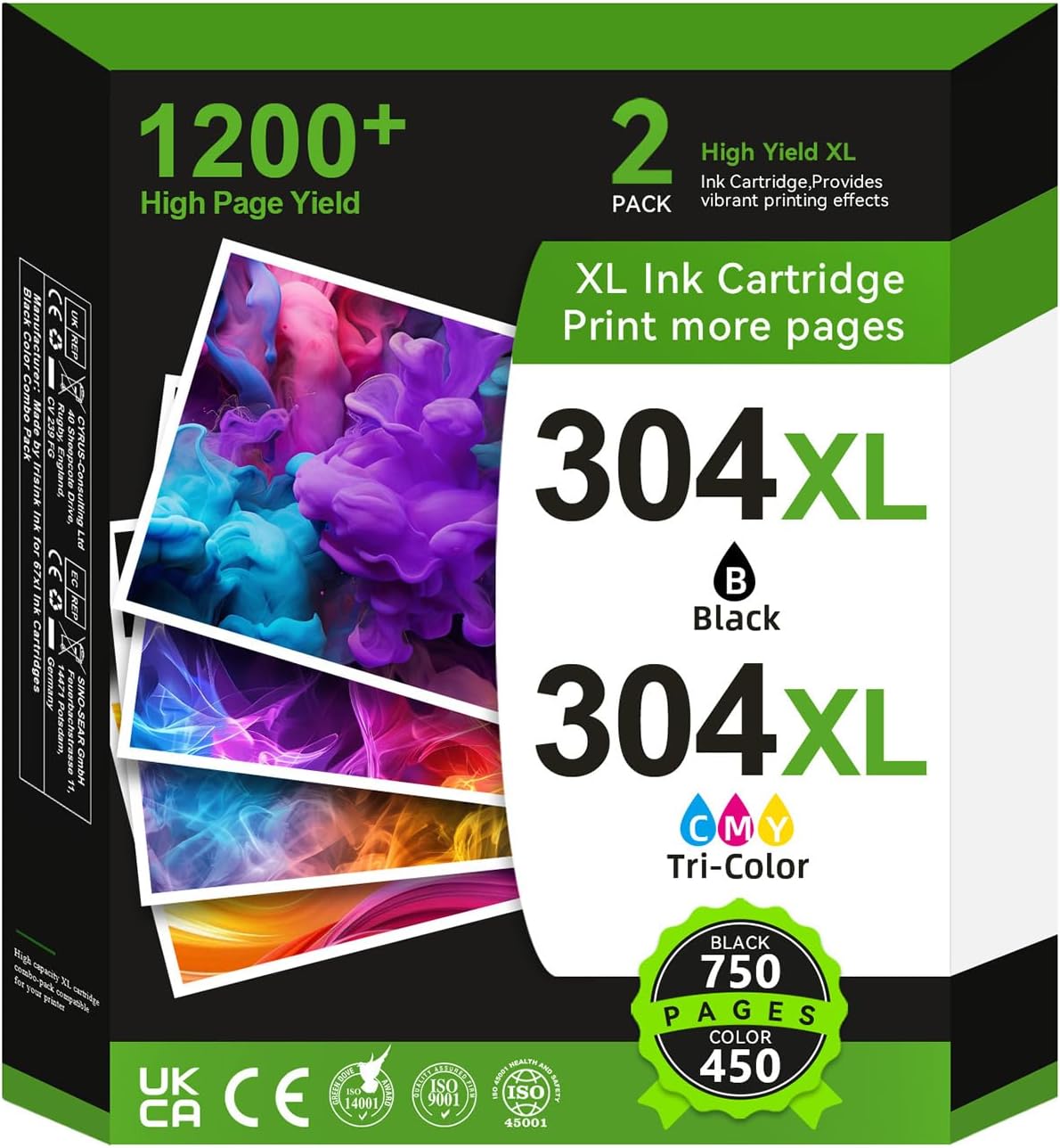 304 XL Cartuchos de impresión para HP 304 Sustitución,304XL Cartuchos Originales HP 304 Negro y de Color para HP Envy 5000 5030 5020 5010 5020 5032 für Deskjet 3750 3720 3730 3760 3762 2630 2620 2622