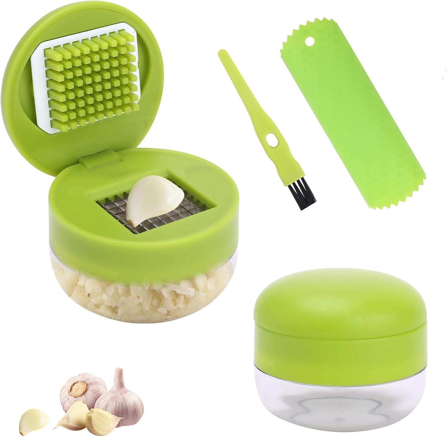 Picador de Ajo, Set Cortador con Pelador de Silicona
