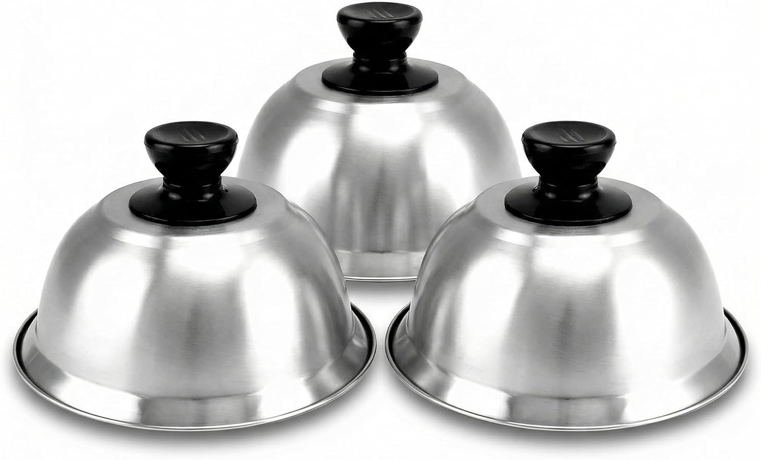 QWORK® 3 Piezas Tapas para Hamburguesas, Campanas para Hamburguesas, Acero Inoxidable, 16 x 10 cm, para Hamburguesa, bistec